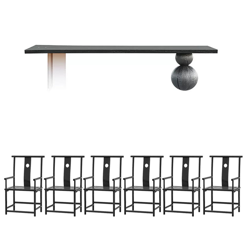 6 - Person Solid Wood Top Double Pedestal Dining Set, 29.53" H x 94.49" L x 31.5" W