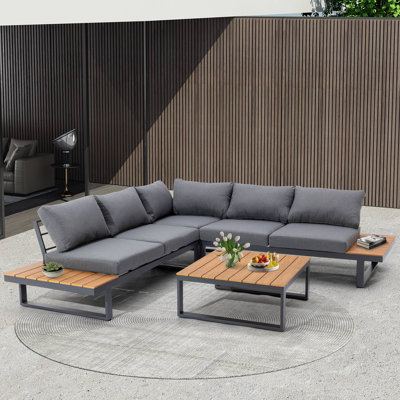 Adeliah Metal 5 - Person Seating Group with Olefin Cushions and Coffee Table