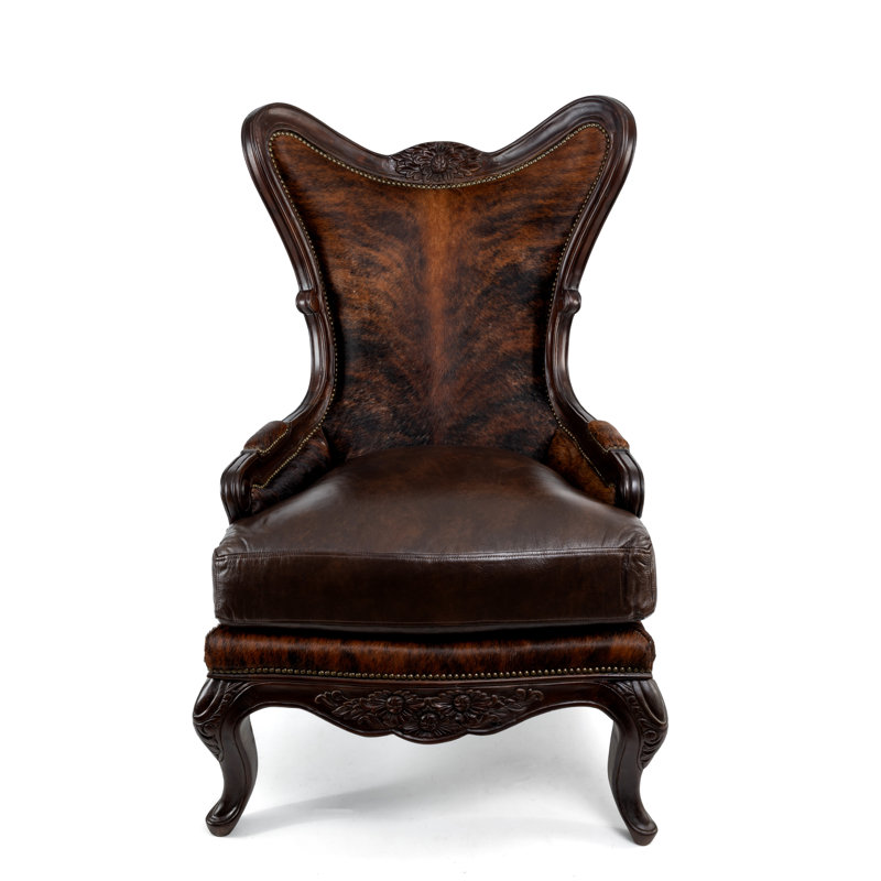 Fauteuil club Goin, Cuir véritable brun foncé / brun pâle