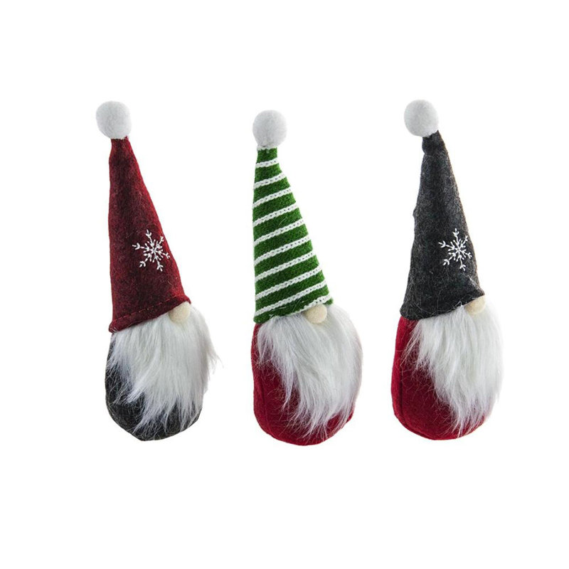 Ensemble de 3 décorations de gnome en tissu - H 2,2 x 2,2 x 7 po - multicolore