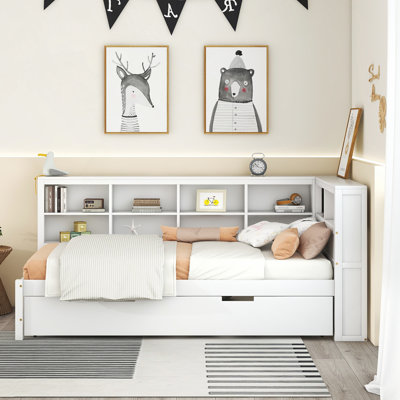 Lit de jour en bois simple avec lit gigogne simple