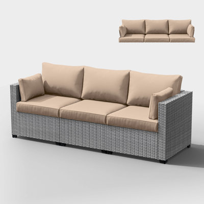 8-Piece Outdoor 4" Replacement Cushion Set Seat/Back Cushion(Set Of 3 Seats, 3 Backs, 2 Short Backs)