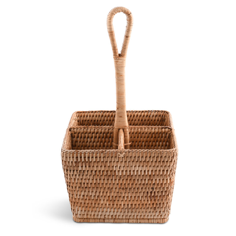 Hand Woven Rattan Wicker Flatware Caddy
