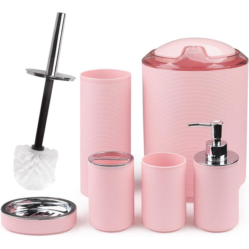 Ensemble d'accessoires de salle de bain 6 pièces Balch, Rose