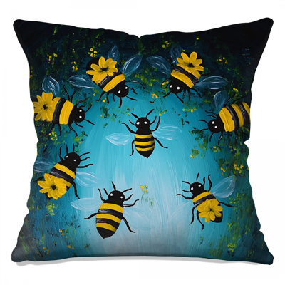 Bees Throw Pillow, Insects Double Sided Pillows