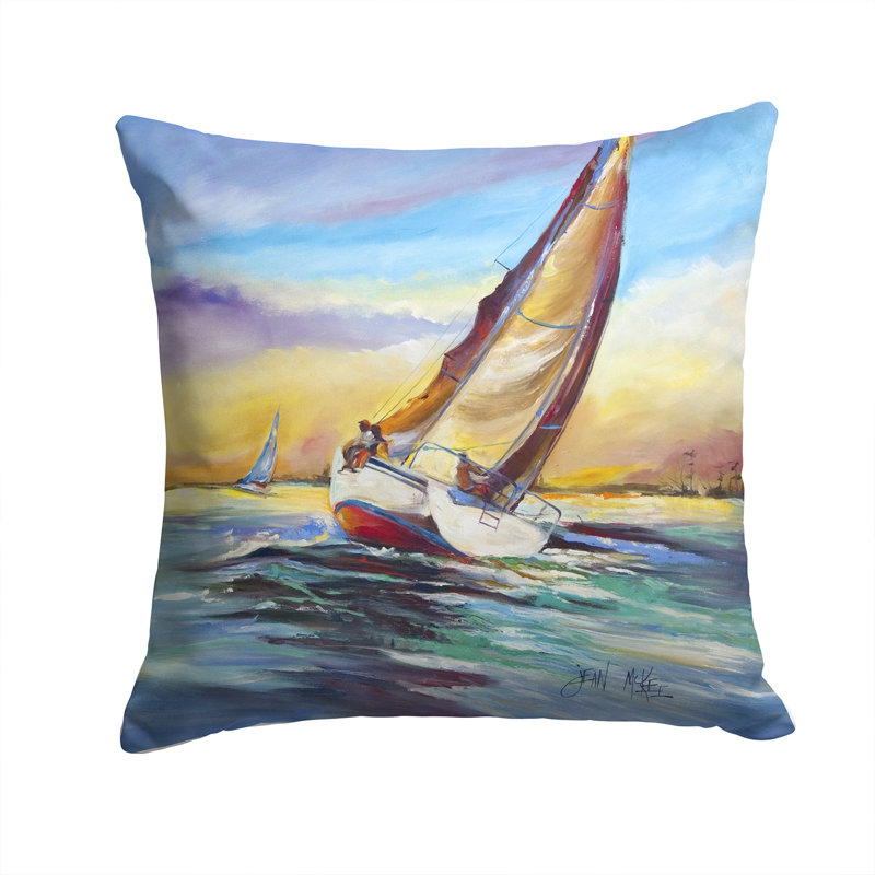 Coussin décoratif d’intérieur/d’extérieur à voiliers de bateau corn island, H 14 po x l 14 po x P 4 po