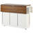 Kitchen Island With Power Outlet And Drop Leaf, 53.7" Rolling Cart Sliding Barn Doors Spice Rack For Home Dining Room, White Wheels Supply, 2 3 Drawers-585424158