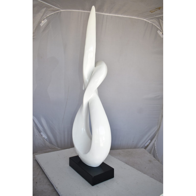 Sculpture Modern Art Eternity en résine sur une base: 13 po x 7 po x 42 po, Blanc