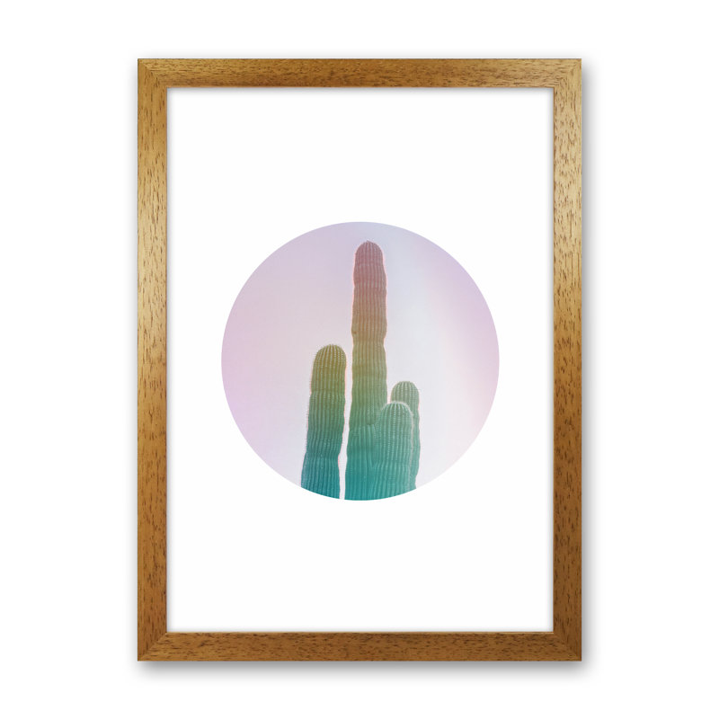 Circular Cacti - Print, Brown Framed, 88cm H x 64cm W x 3cm D