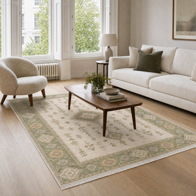 Oriental Cotton and Chenille Flatweave Area Rug, 60 x 100 cm