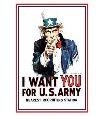 "je veux vous pour l’armée des états-unis" par james m. impression sur un indicateur