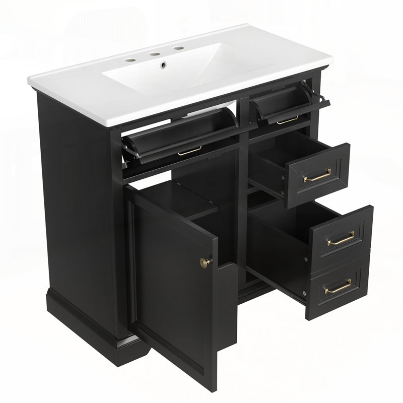 Meuble-lavabo de qualité supérieure avec fonctionnalités avancées pour une fonctionnalité optimale, Noir