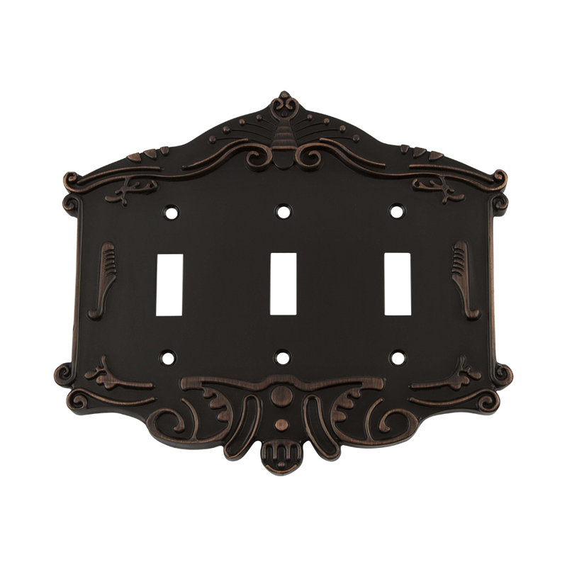 Plaque murale à interrupteur à bascule 3-gang Victorian, Bronze intemporel