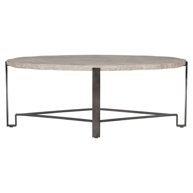 Cream Marble Top Rectangular Cocktail Table with Storage