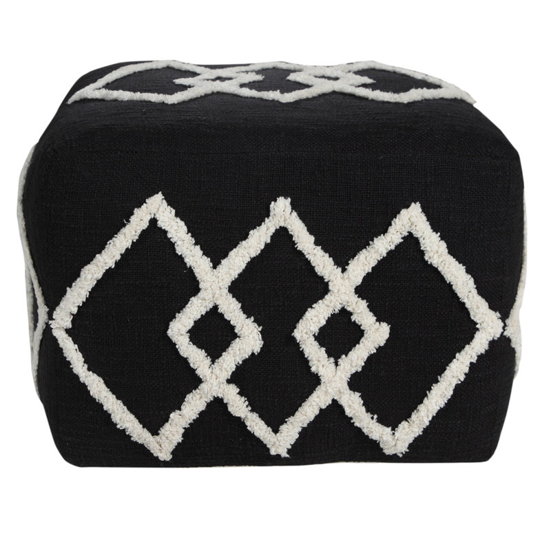Handmade Modern Geometric Black & White 100% Cotton Pouf