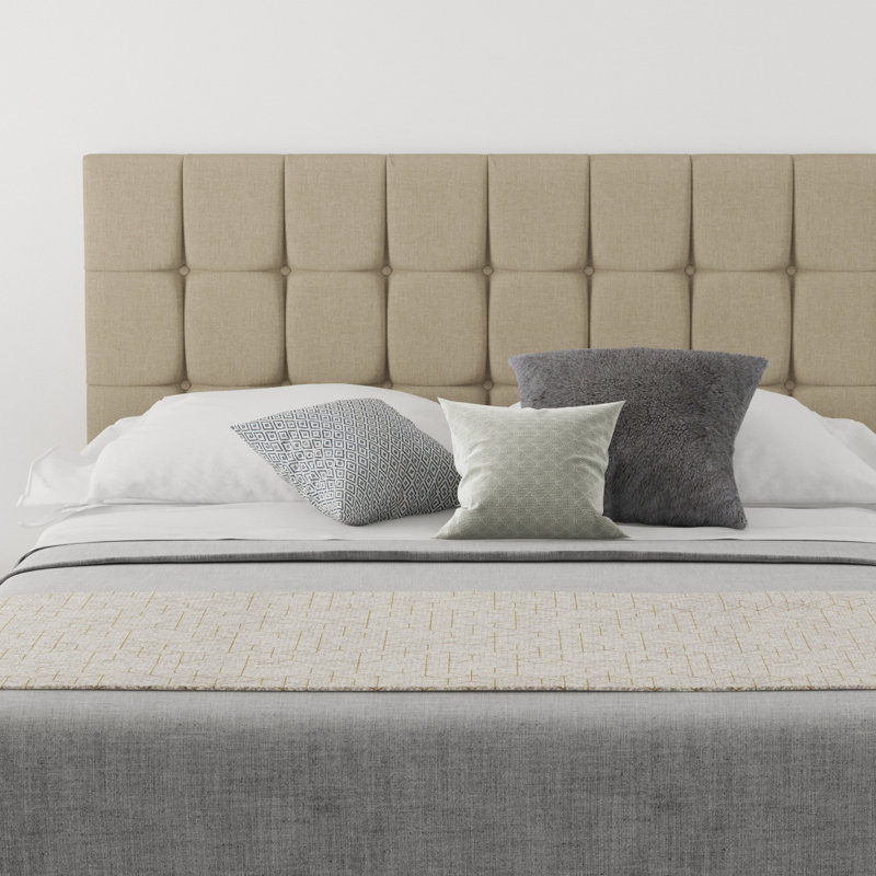Wellington Upholstered Headboard, Linen Natural, Kingsize (5')