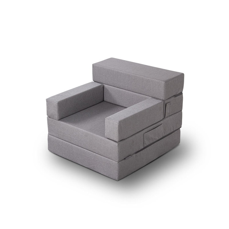 Versatile 1-Seat Sofa Bed, Grey, 27.6 x 22.0 x 29.5 inches | 100% Elastic Foam for Comfort | Transforms into Bed (27.6 x 5.5 x 78.7 inches) | Ideal for Small Spaces, Guest Rooms & Living Areas