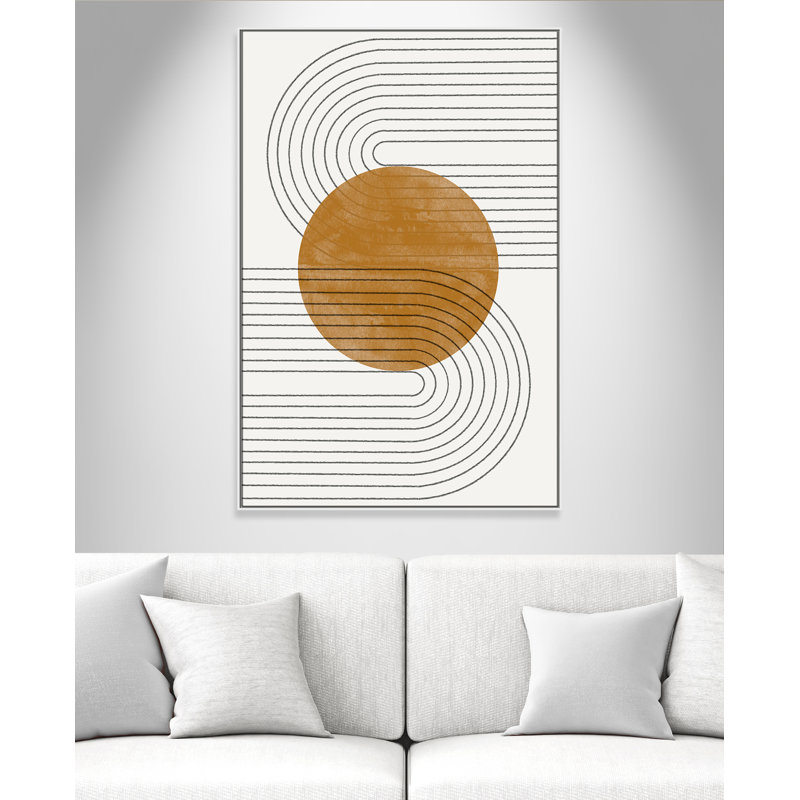 Échos courbés par Miuus Studio, Framed Canvas, 41.5'' W x 61.5'' H, Flotteur blanc
