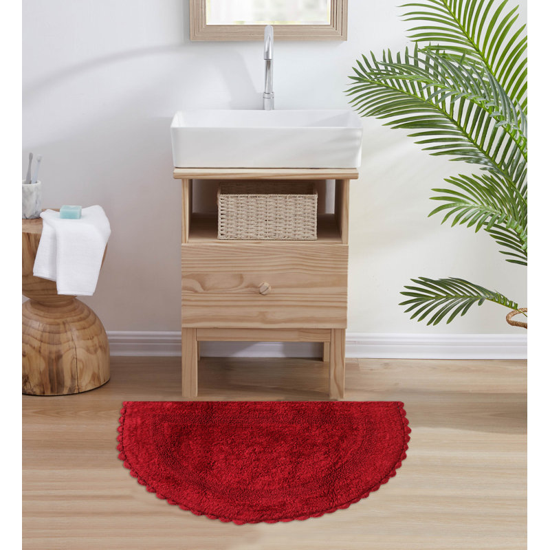 Tapis de bain demi-cercle en dentelle crochetée, Vin rouge
