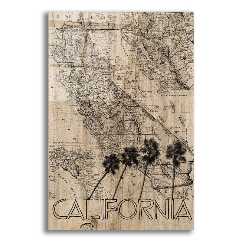 Williston Forge «California State Map II» par Irena Orlov, art mural en verre acrylique, H 24 po x l 16 po x P 0,2 po