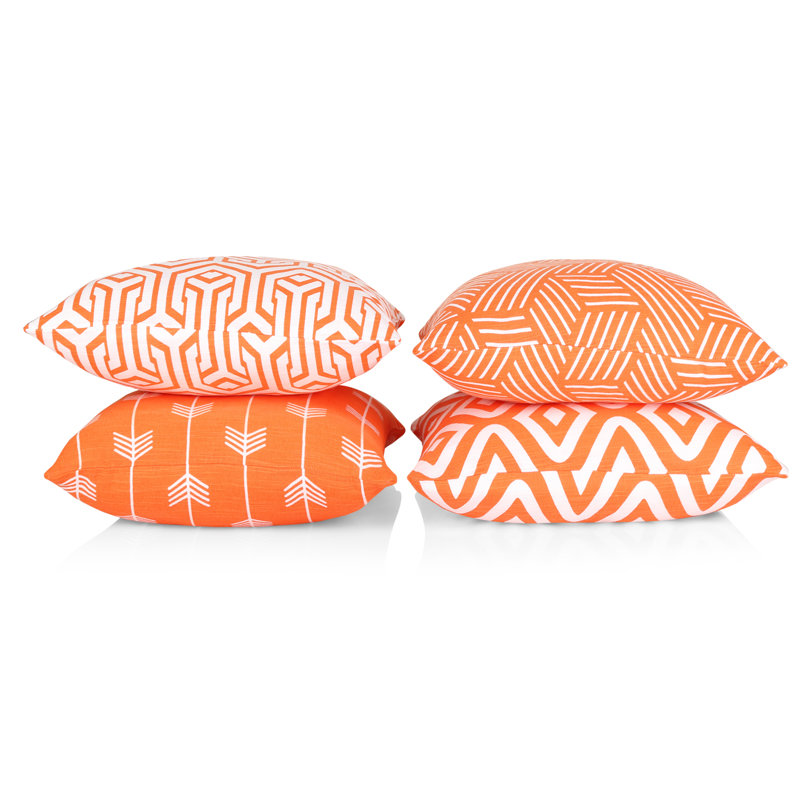 Dash Geometric Square Throw Cushion Cover, Orange