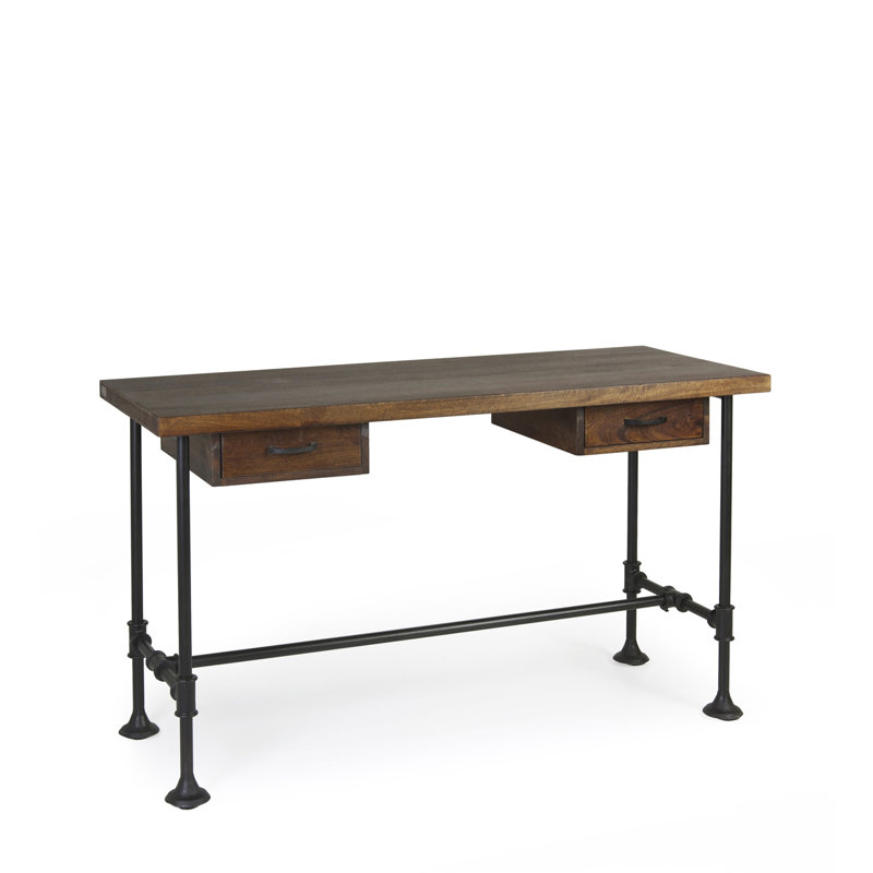 Pipa Solid Wood Top Metal Base Writing Desk