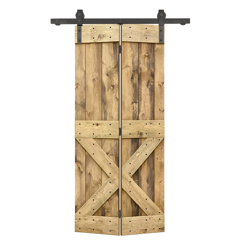 Porte pliante en bois massif 84 po 84 po, Chêne vieilli, 22 po x 84 po