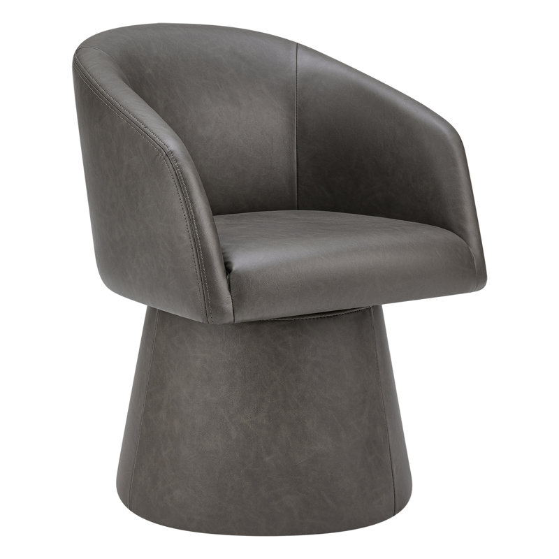 Kyo 24.4" W Chenille Swivel Barrel Chair, Gray