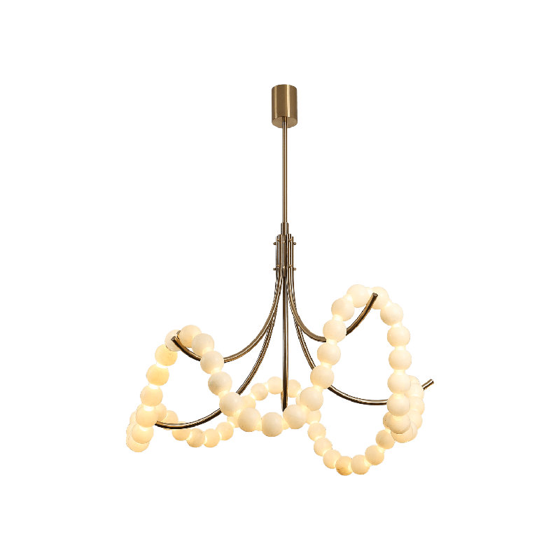 Perla Draped Bead Pearl LED Chandelier