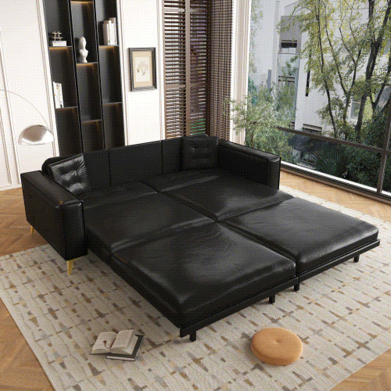 CanapÃ©-lit moderne Ã  capitonnage et accoudoirs extra-larges, Black