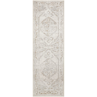  Astra Machine Washable 2'2" x 8' Grey Vintage Indoor Rug