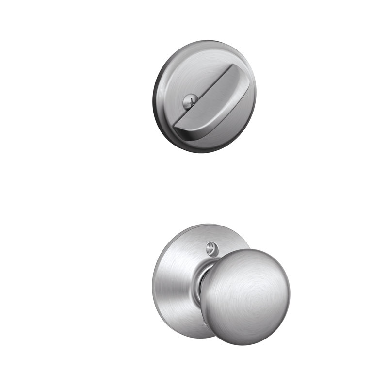 Plymouth Interior Knob Set (Exterior Portion Sold Separately), Satin Chrome