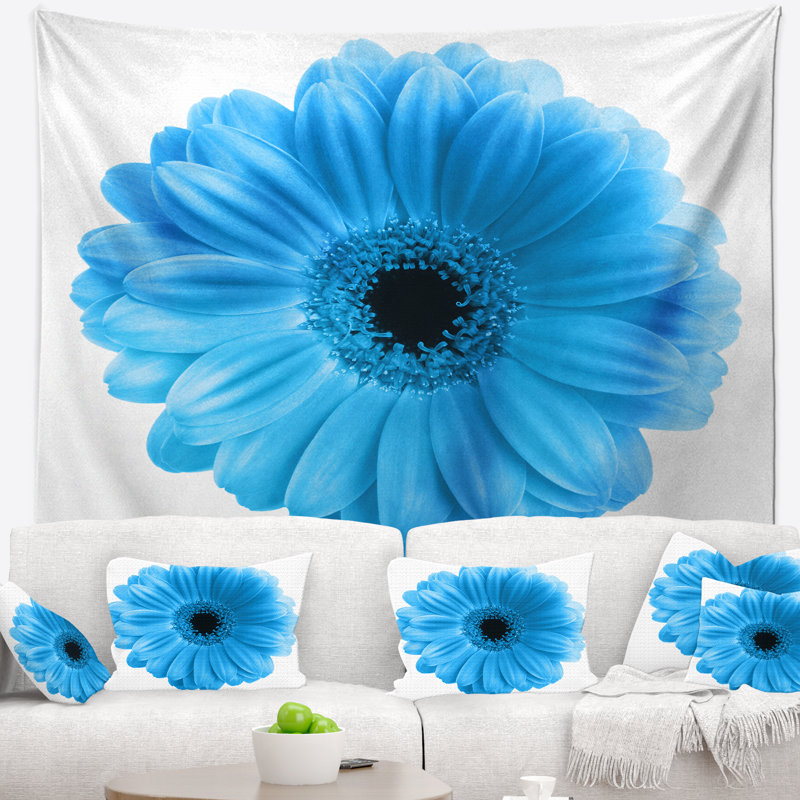 Tapisserie floral bleu isolé floral, H 32 po x l 39 po