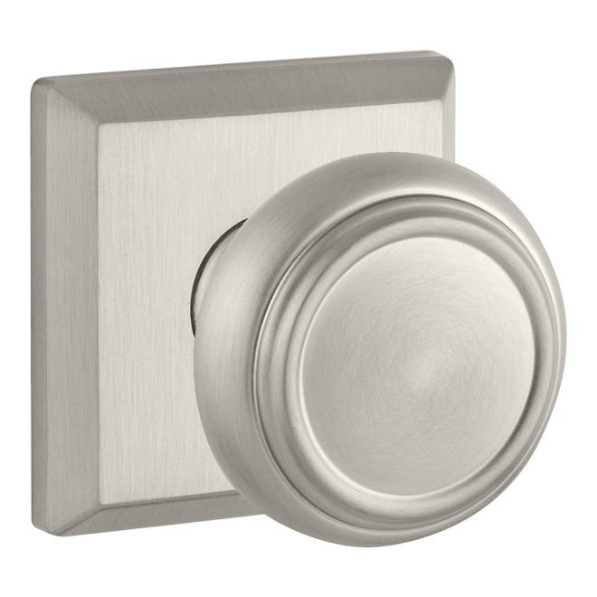 Traditional Double Dummy Door Knob with Traditional Square Rose, Satin Nickel