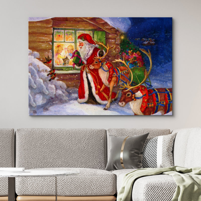 «Christmas Holiday Celebration Merry», reproduction sur toile tendue, H 16 po x l 24 po