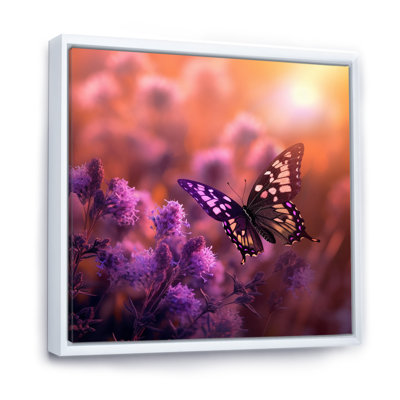 Papillon rose, coucher de soleil magique I