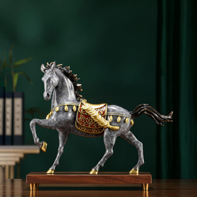 Statue de cheval en laiton pour la richesse - Décoration de maison et de bureau élégante