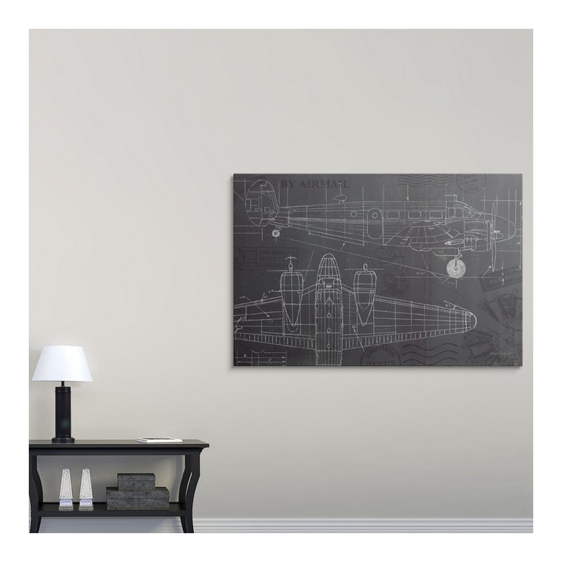 «Plane Blueprint I» par Marco Fabiano, impression, H 16 po x l 24 po x P 1,5 po, Toile