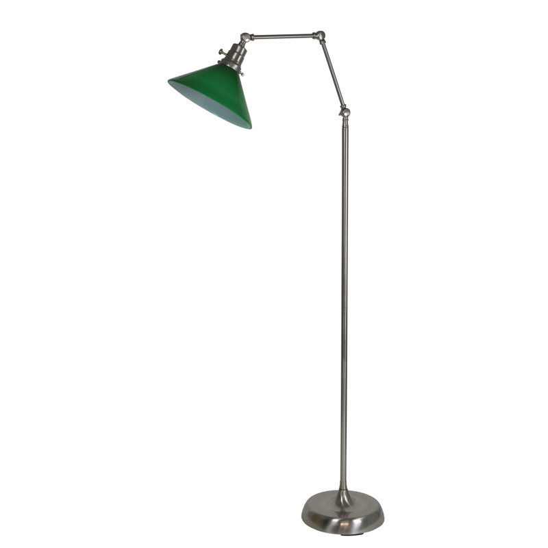 Otis Swing Arm Floor Lamp, Green, Satin Nickel