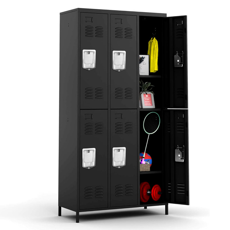 72"H Metal Locker for Employees – Heavy Duty Steel Storage Cabinet with Ventilated Doors for School Gym Garage Office (6 Door)