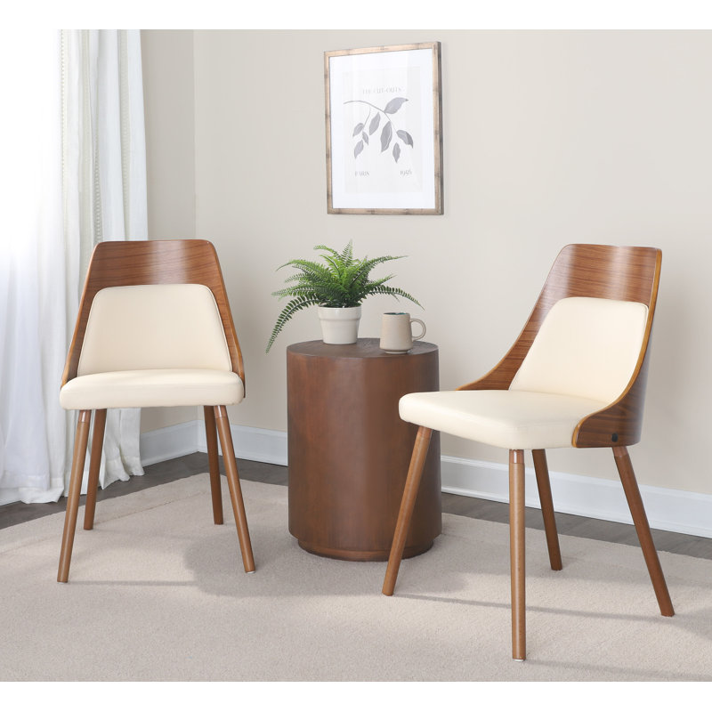 Chaises d'appoint Aurika avec pieds en bois effilés, Noyer, Similicuir brun