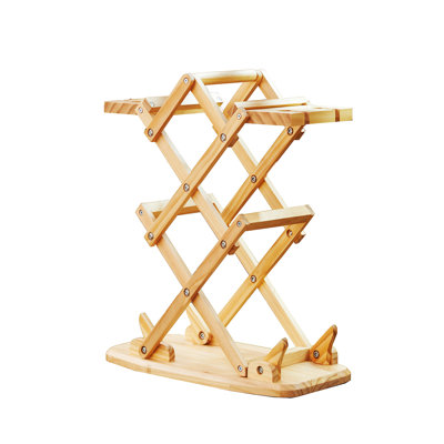 6 Bottle Solid Wood Wine Bottle & Glass Rack