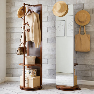 70"x19"Full Length Mirror with Stand,Coat Rack with Mirror,