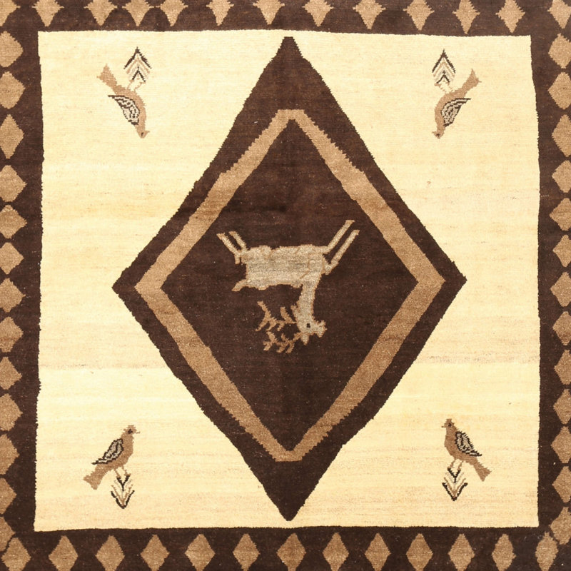 Tapis traditionnel beige / brun Hoya, Rectangle 5 pi x 7 pi