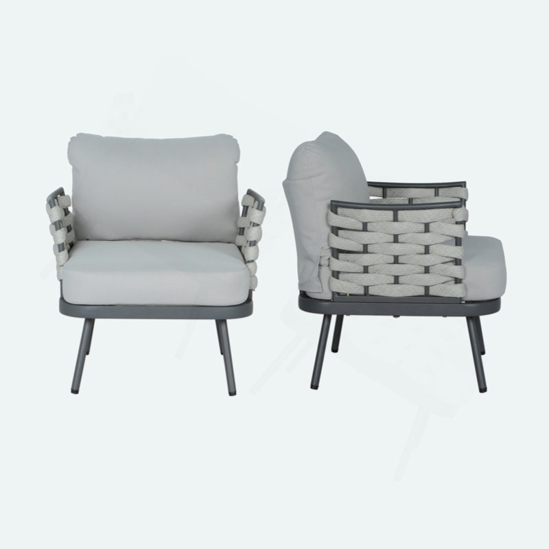Ensemble de 2 fauteuils club Mariano, Gris, Gris