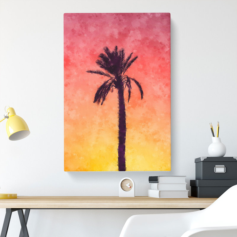 Summertime Palm Tree - Wrapped Canvas Painting, 91cm H x 60cm W x 3cm D