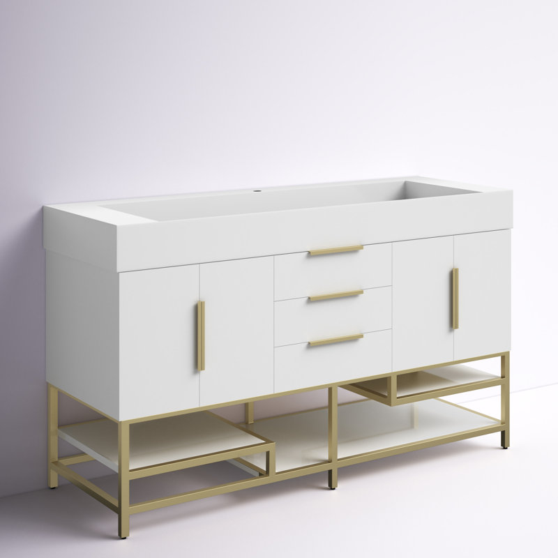 Glasgow 59'' Single Bathroom Vanity with Acrylic Top, Oak