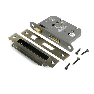 Polished SS 3" Heavy Duty Bathroom Mortice Lock