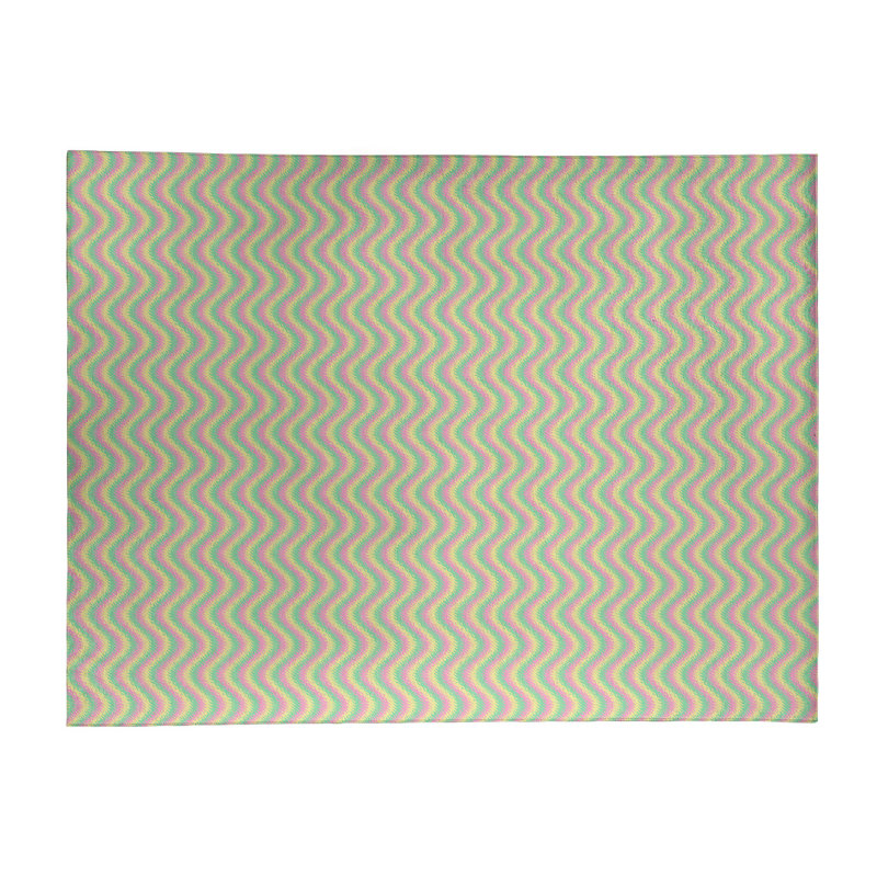 Tapis rayures ondulées/jaune/rose, Rectangle 3 pi x 5 pi