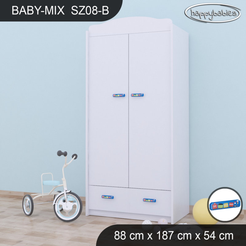 2 Door Wardrobe, White/Blue